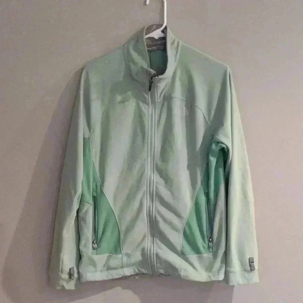 The North Face lime green zip up fleece jacket women's large